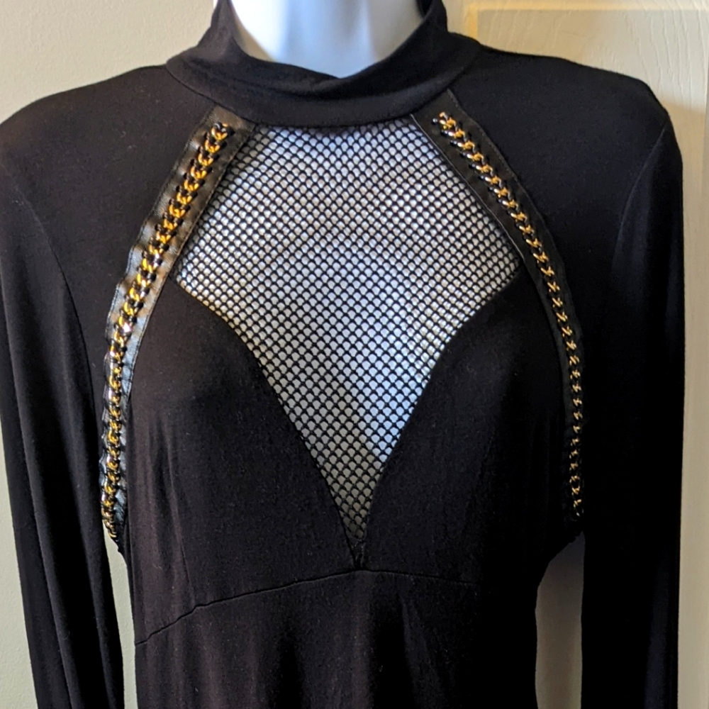 Biker girl leather with gold chain Ladies Top